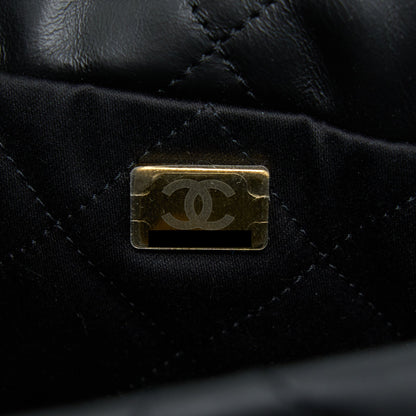 Chanel 22 Bag Medium Shiny Calfskin Black GHW (Microchip)