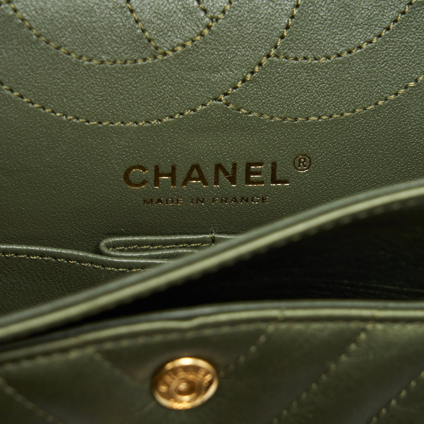 Chanel Small 2.55 Reissue Flap Bag Calfskin Dark Green Brushed Gold Hardware