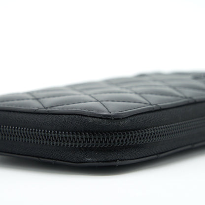 Chanel Cambon Long Zipper Wallet Calfskin Black/Pink SHW