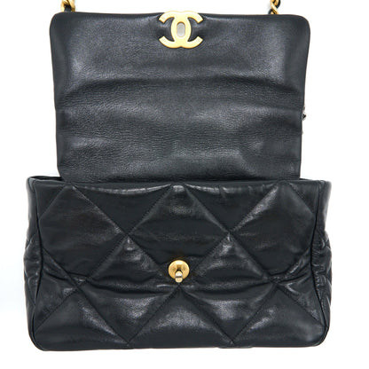 Chanel Medium 19 Bag Goatskin Black Multicolour Hardware
