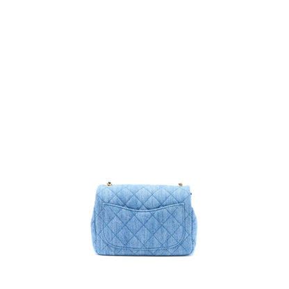 Chanel Pearl Crush Mini Square Flap Bag Denim GHW (Microchip)