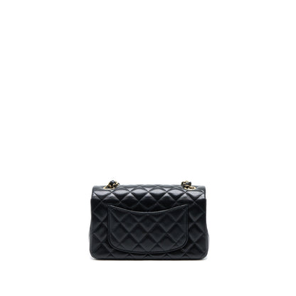 Chanel Mini Rectangular Flap Bag Lambskin Black LGHW (Microchip)