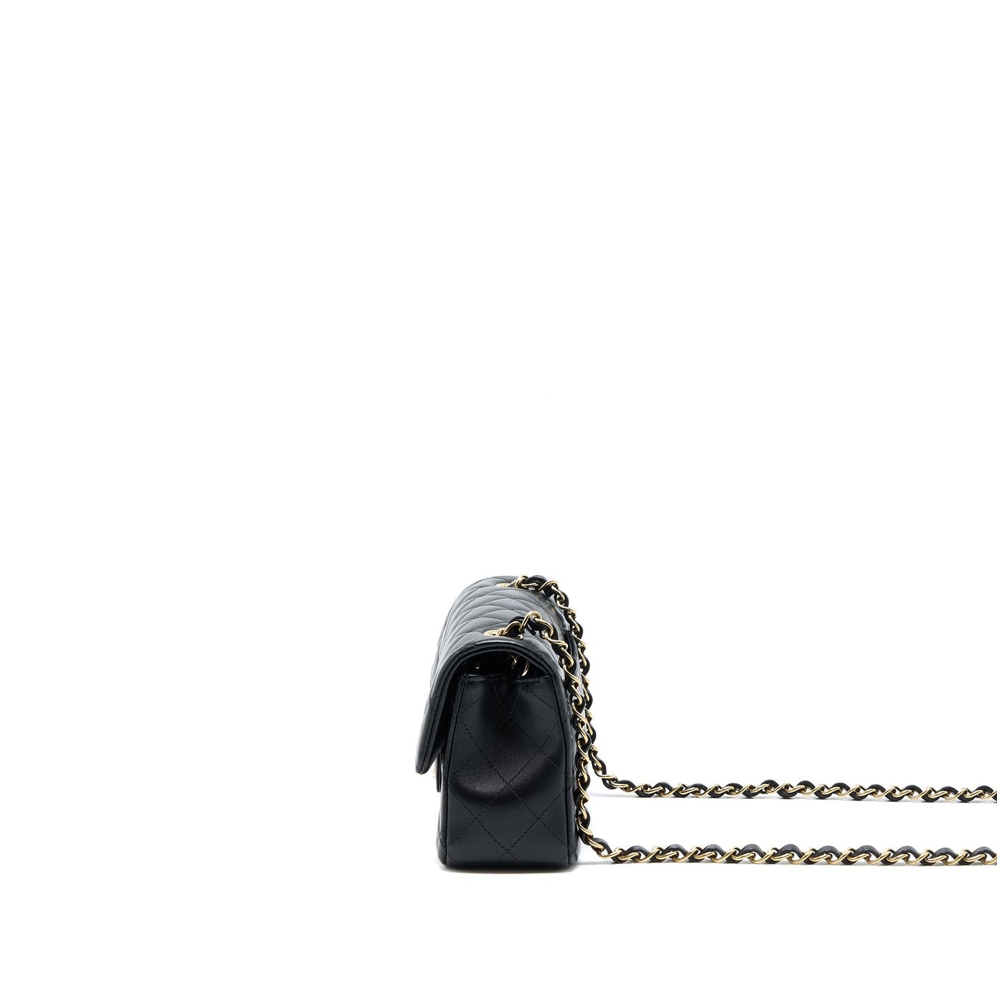 Chanel Mini Rectangular Flap Bag Lambskin Black LGHW (Microchip)