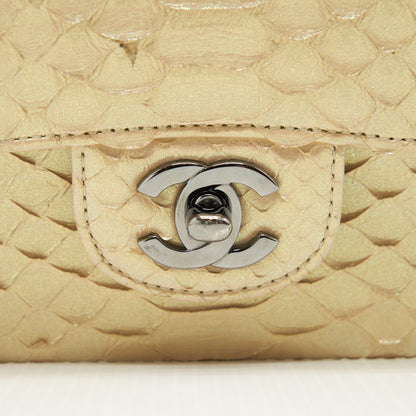 Chanel Mini Square Flap Bag Python Iridescent Light Beige SHW