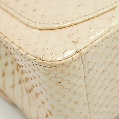 Chanel Mini Square Flap Bag Python Iridescent Light Beige SHW