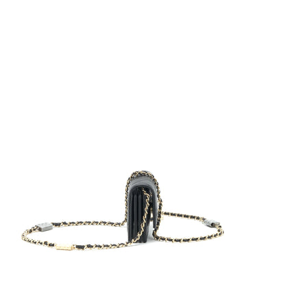 Chanel 21k Caviar mini flap cardholder with chain black LGHW
