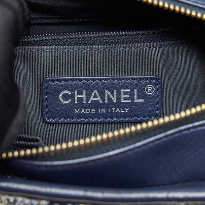 Chanel Small Gabrielle Hobo Bag Tweed Blue With Multi Colour Hardware