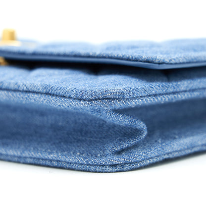 Chanel Pearl Crush Wallet On Chain Denim Blue GHW (Microchip)