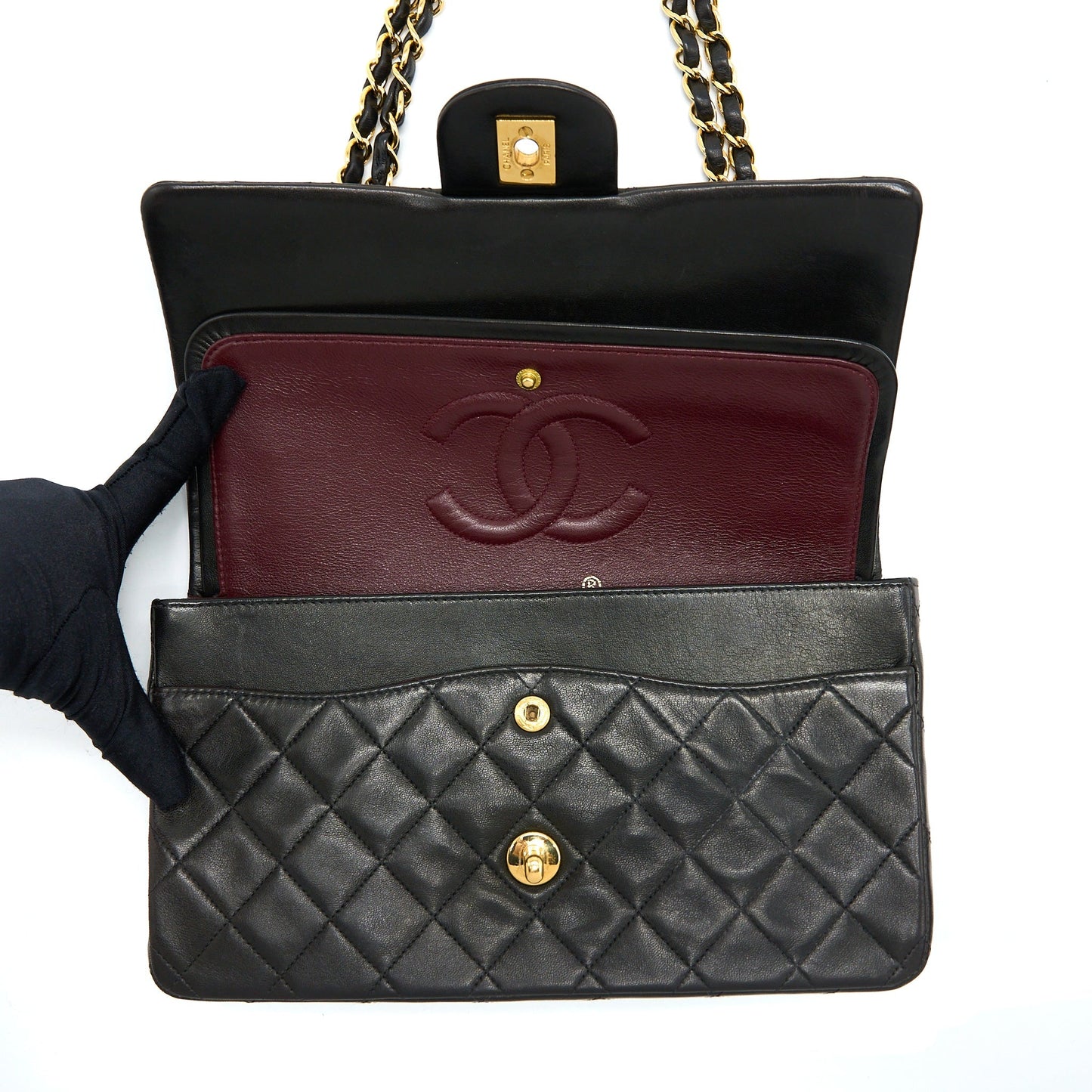 Chanel Vintage Classic Double Flap Bag Lambskin Black GHW