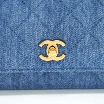 Chanel Pearl Crush Wallet On Chain Denim Blue GHW (Microchip)