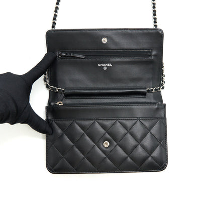 Chanel Classic Wallet On Chain Lambskin Black SHW