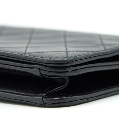 Chanel Vintage Quilted Flap Chain Wallet Black GHW