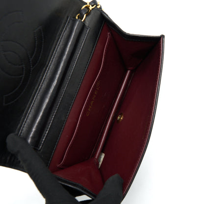 Chanel Vintage Quilted Flap Chain Wallet Black GHW