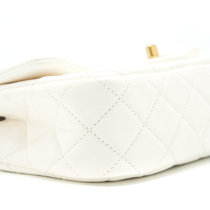 Chanel Pearl Crush Mini Rectangular Flap Bag Lambskin White GHW (Microchip)