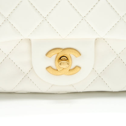Chanel Pearl Crush Mini Rectangular Flap Bag Lambskin White GHW (Microchip)
