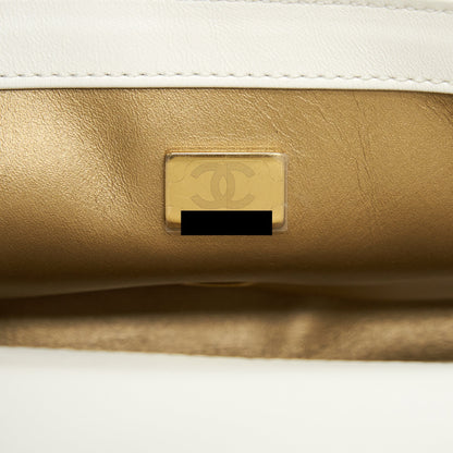 Chanel Pearl Crush Mini Rectangular Flap Bag Lambskin White GHW (Microchip)