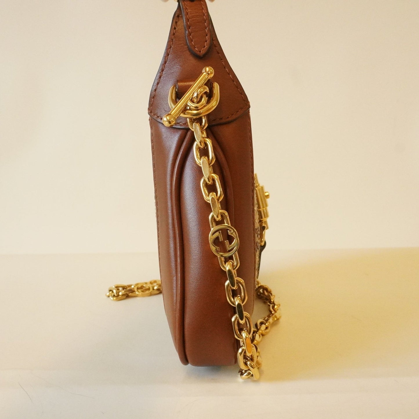 GG Brown Gucci Jackie 1961 Crystals Mini Bag
