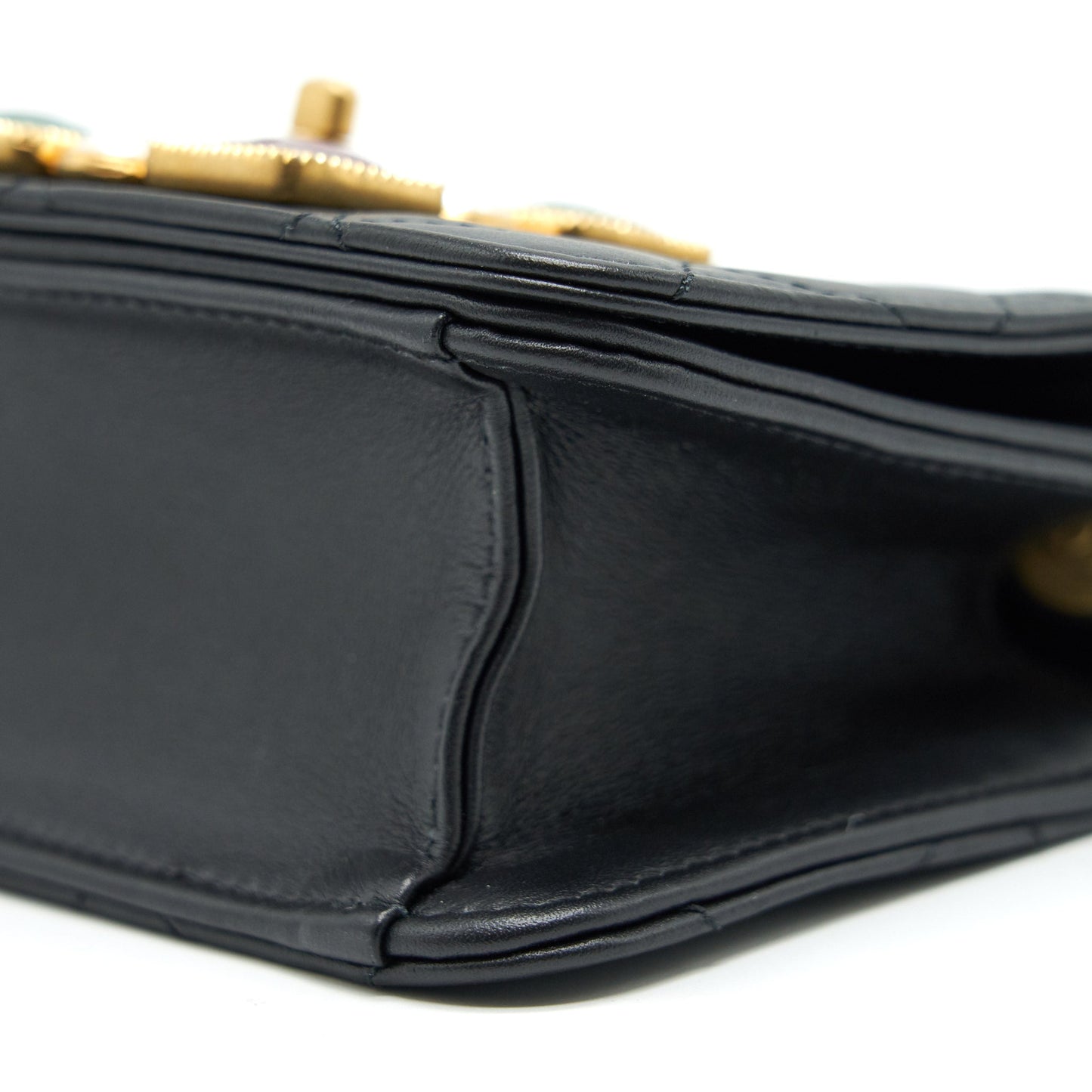 Chanel Small Flap Bag with Calfskin, Pearl , Resin Black GHW