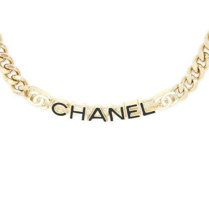 Chanel Letter/CC Logo Choker Enamel Light Gold Tone