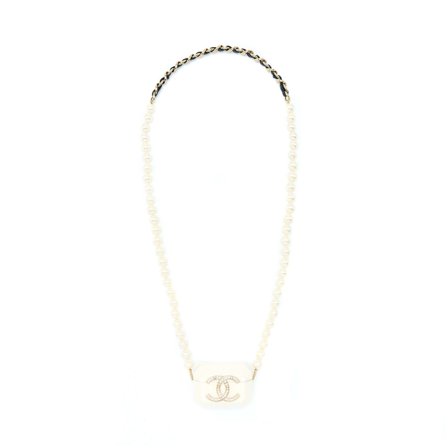Chanel AirPods Case With Pearl Chain White LGHW