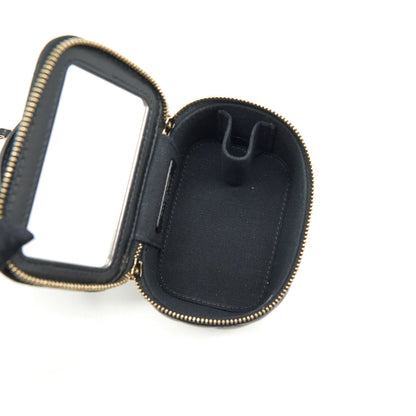 Chanel 22P Top Handle Mini Vanity With Chain With Mirror Inside Lambskin Black LGHW