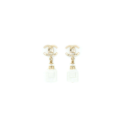 Chanel CC Logo with Perfume Bottle Drop Light Gold Tone