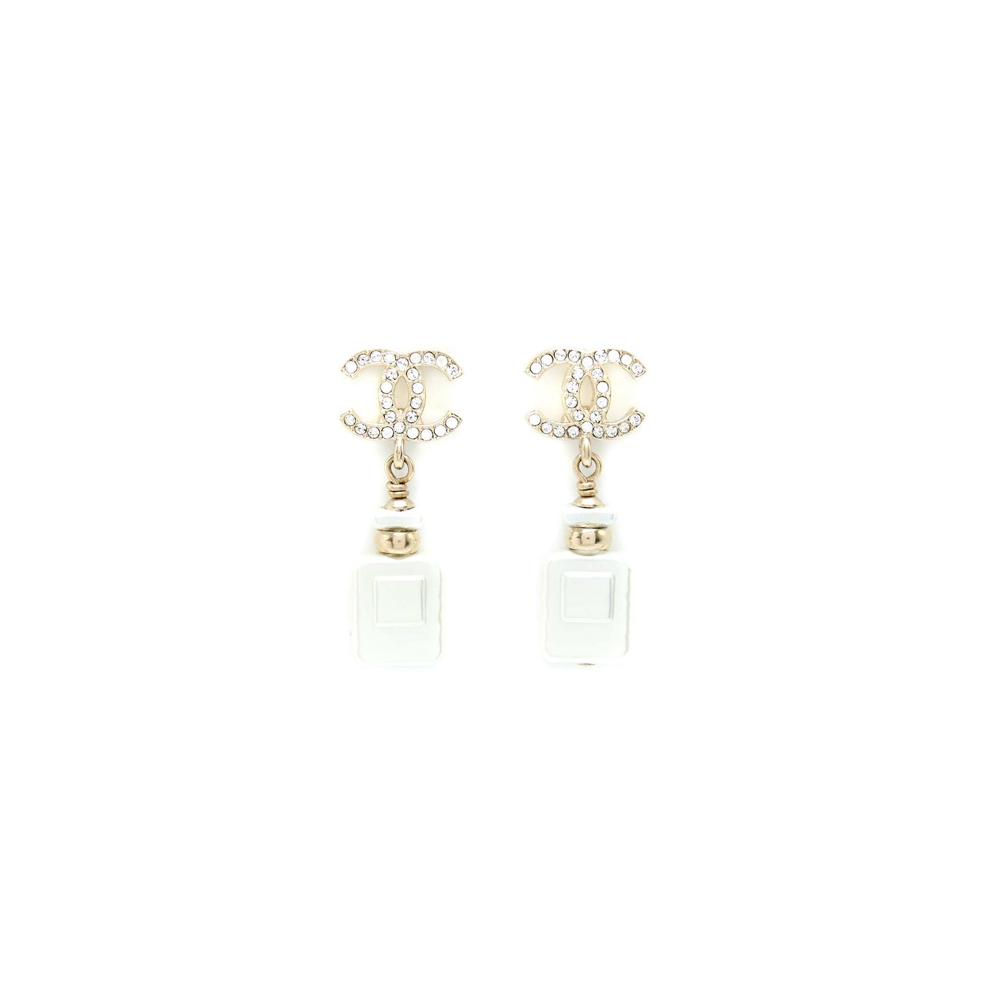 Chanel CC Logo with Perfume Bottle Drop Light Gold Tone
