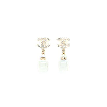 Chanel CC Logo with Perfume Bottle Drop Light Gold Tone