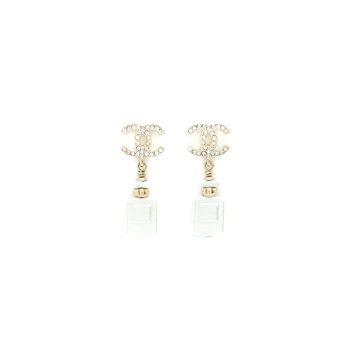 Chanel CC Logo with Perfume Bottle Drop Light Gold Tone