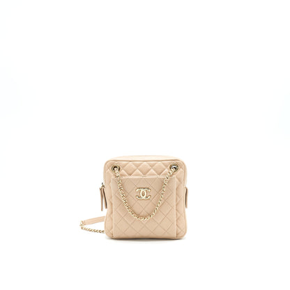 Chanel Quilted Chain Shoulder Bag/ Crossbody Bag beige LGHW