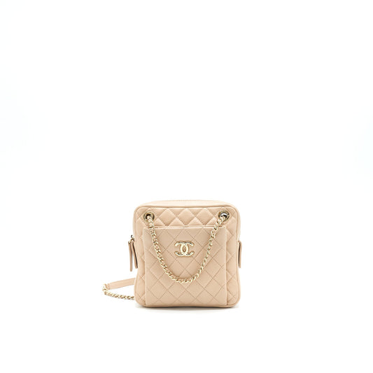Chanel Quilted Chain Shoulder Bag/ Crossbody Bag beige LGHW