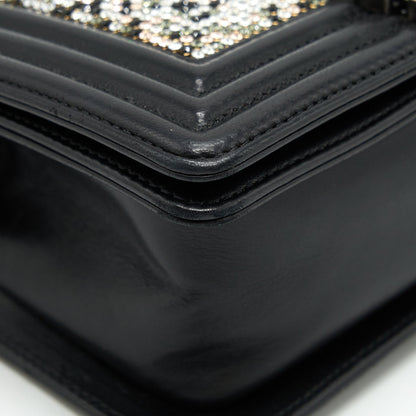 Chanel Small Boy With Crystals Lambskin Black Ruthenium Hardware