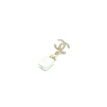 Chanel CC Logo with Perfume Bottle Drop Light Gold Tone