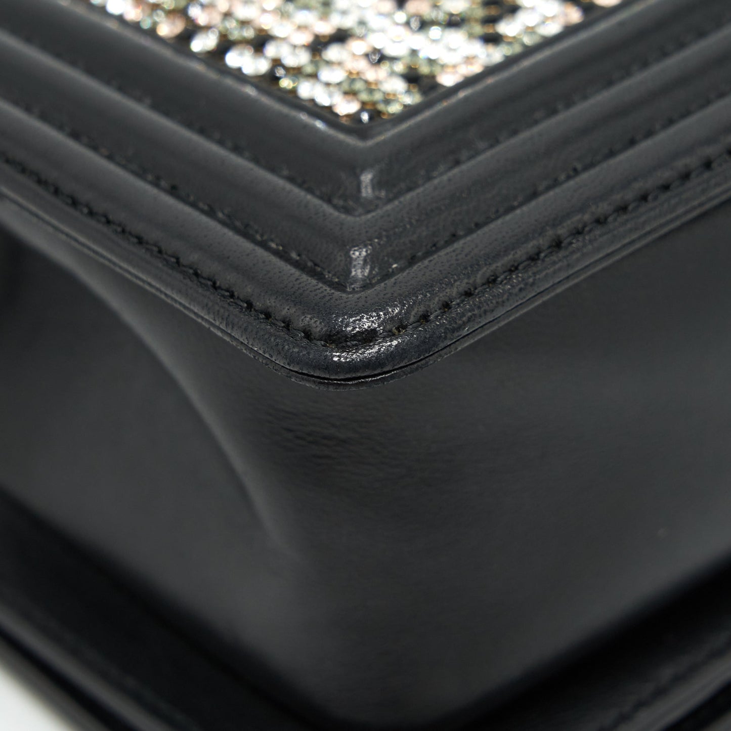 Chanel Small Boy With Crystals Lambskin Black Ruthenium Hardware