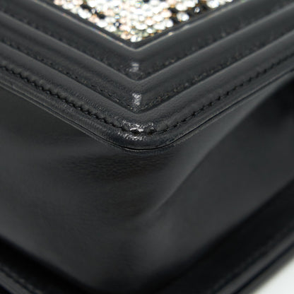 Chanel Small Boy With Crystals Lambskin Black Ruthenium Hardware