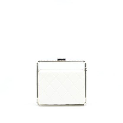 Chanel Quilted Clutch Lambskin White SHW