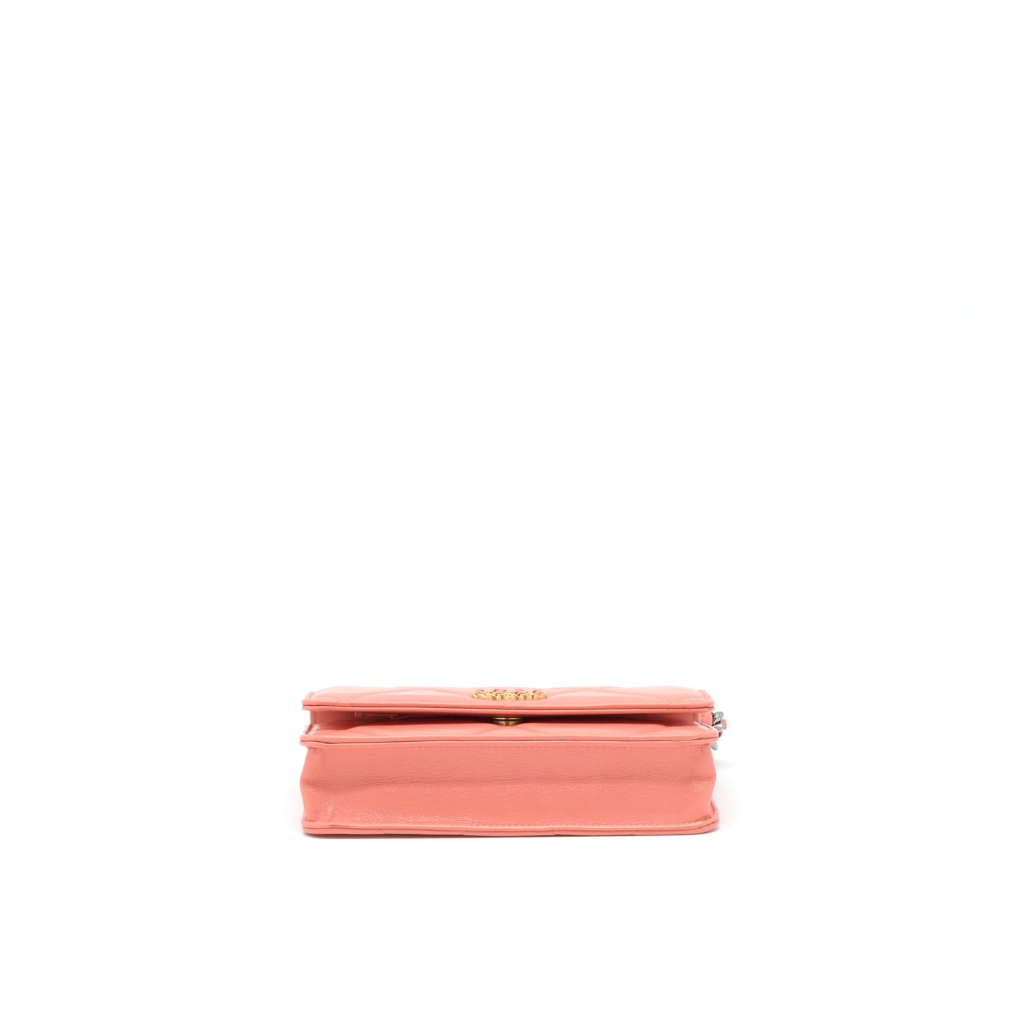 Chanel 19 Wallet on chain Goatskin Pink with Gold and silver hardware