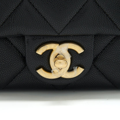 Chanel 22A Small Flap Bag Caviar Black Brushed GHW (Microchip)