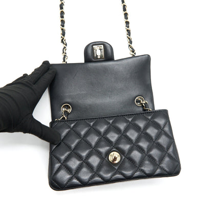Chanel Mini Rectangular Flap Bag Black LGHW LAMBSKIN