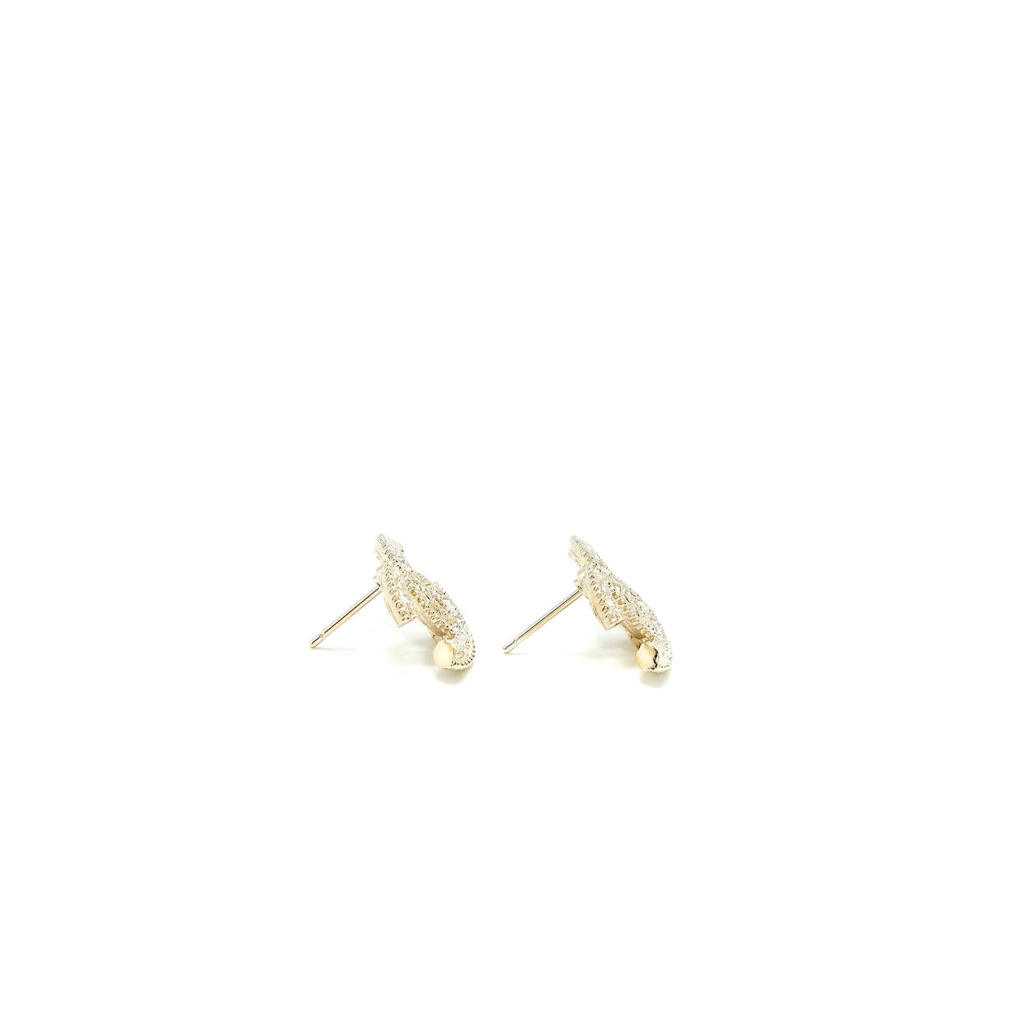 Chanel 22K Small CC Logo Earrings Light Gold Tone