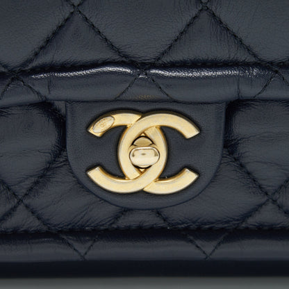 Chanel Quilted Flap Bag Navy with Brushed GHW
