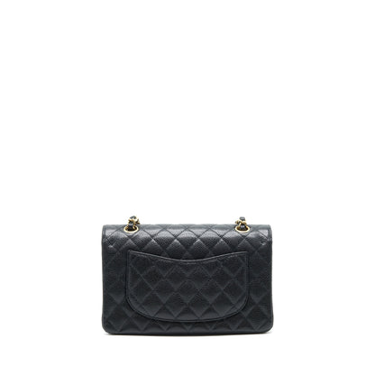 Chanel 22c caviar small classic double flap bag black GHW