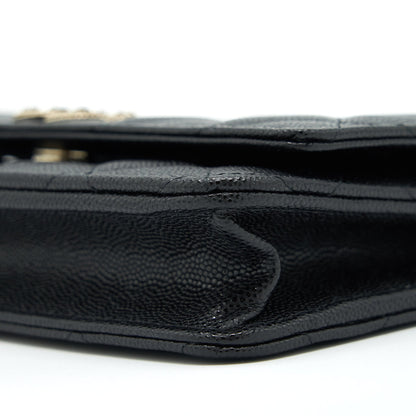 Chanel 22S Detailed Logo Wallet On Chain Caviar Black LGHW (Microchip)