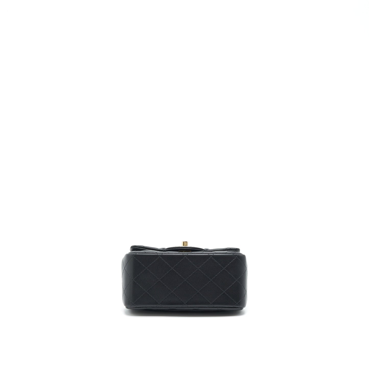 Chanel Mini Square Flap Bag Lambskin Black LGHW (Microchip)