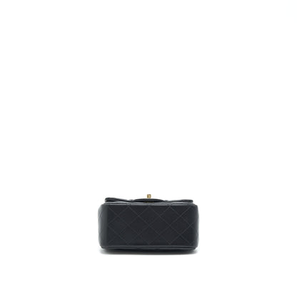 Chanel Mini Square Flap Bag Lambskin Black LGHW (Microchip)
