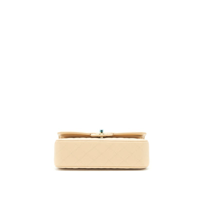 Chanel small classic double flap bag caviar beige GHW