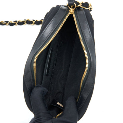 Chanel Camera Bag Leather/ Canvas Black GHW
