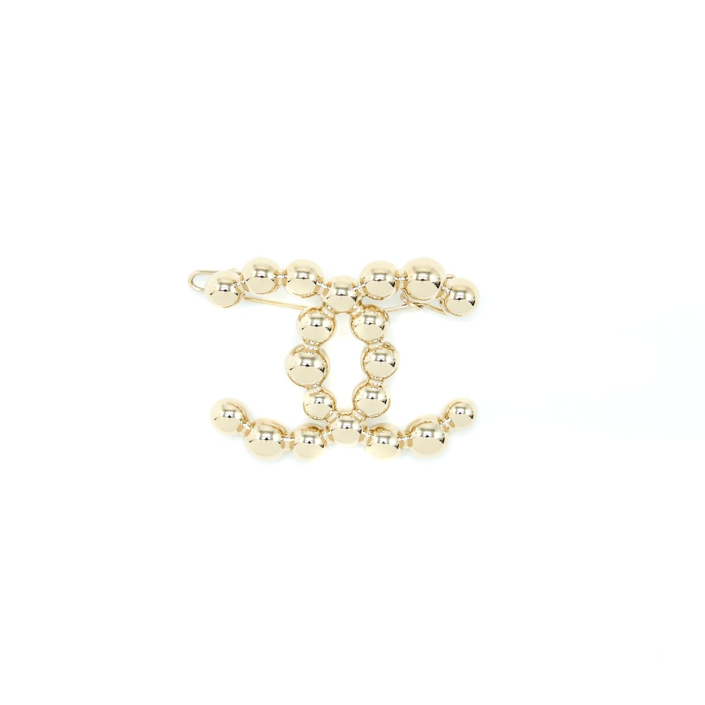 Chanel CC Logo Hair Clip Light Gold Tone