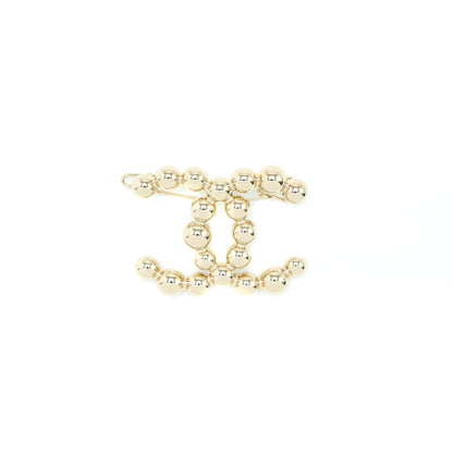 Chanel CC Logo Hair Clip Light Gold Tone