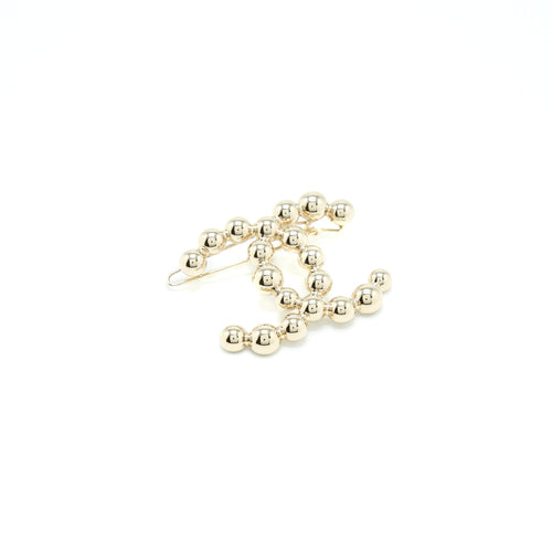 Chanel CC Logo Hair Clip Light Gold Tone